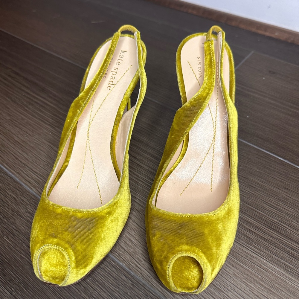 Kate Spade Chartreuse Velvet Heels